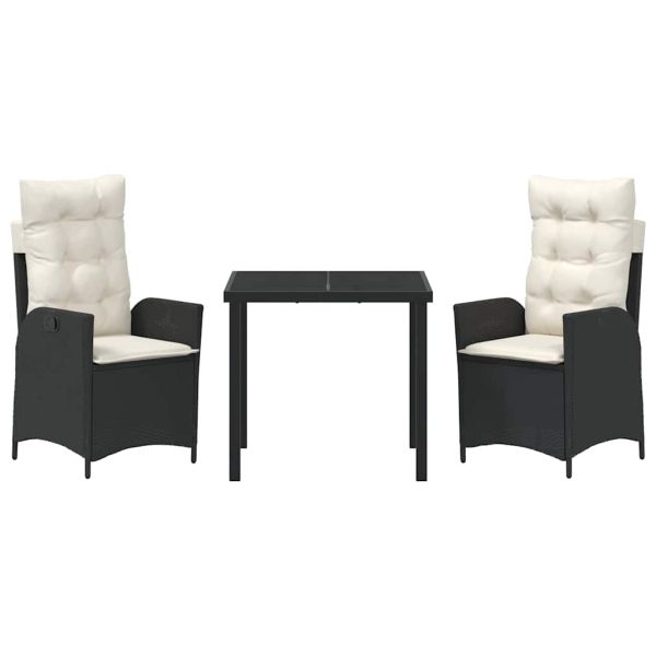 Комплект за хранене в градината 3 pcs Черно полиратан