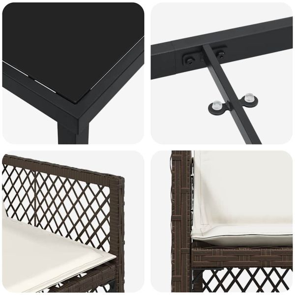 Комплект за хранене в градината 5 pcs Кафяво полиратан