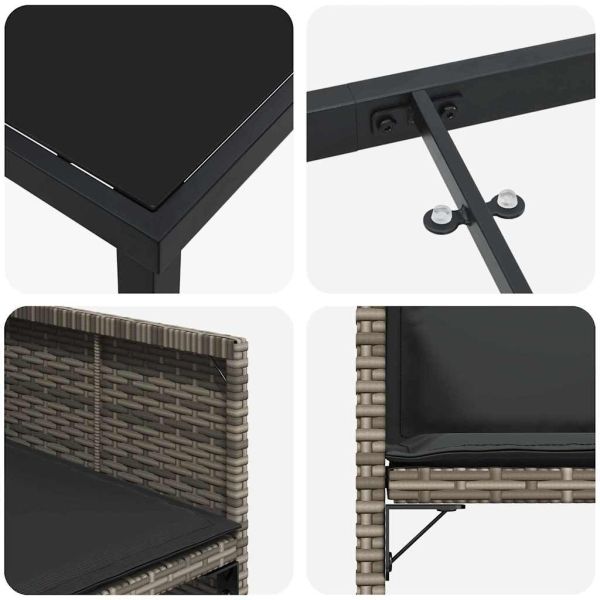 Комплект за хранене в градината 5 pcs Сив полиратан