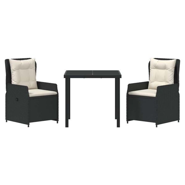 Комплект за хранене в градината 3 pcs Черно полиратан