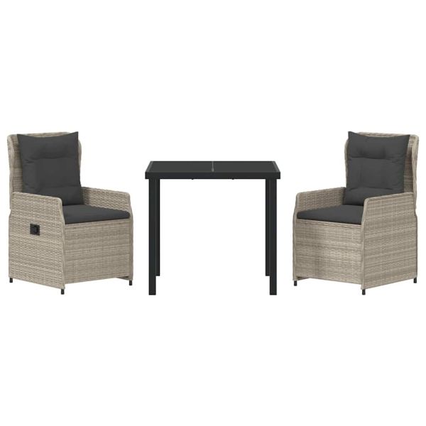 Комплект за хранене в градината 3 pcs Светлосиво полиратан