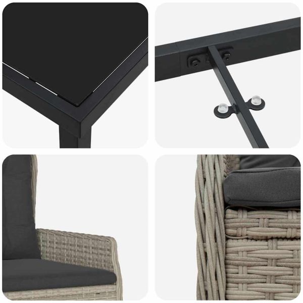 Комплект за хранене в градината 3 pcs Светлосиво полиратан