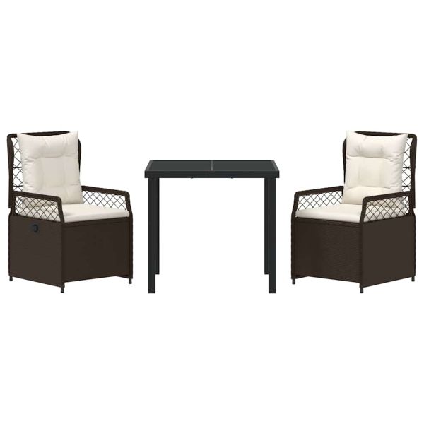 Комплект за хранене в градината 3 pcs Кафяво полиратан