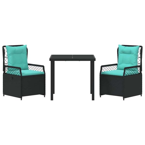 Комплект за хранене в градината 3 pcs Черно полиратан