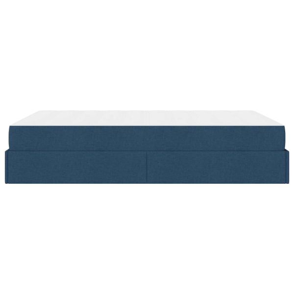 Рамка за легло с матрак 2 pcs Синьо текстил