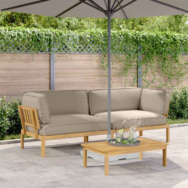 Комплект дивани Едноцветен 2 pcs Таупе Солидно акациево дърво