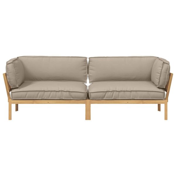 Комплект дивани Едноцветен 2 pcs Таупе Солидно акациево дърво