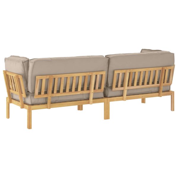 Комплект дивани Едноцветен 2 pcs Таупе Солидно акациево дърво