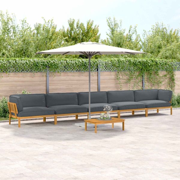 Комплект дивани 6 pcs Антрацит Солидно акациево дърво