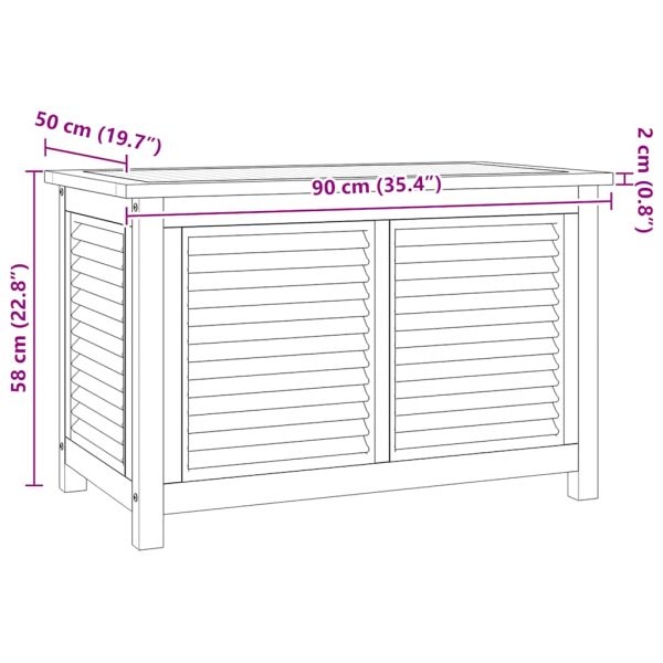 Градинска кутия за съхранение с чанта, 90x50x58 см, тик масив