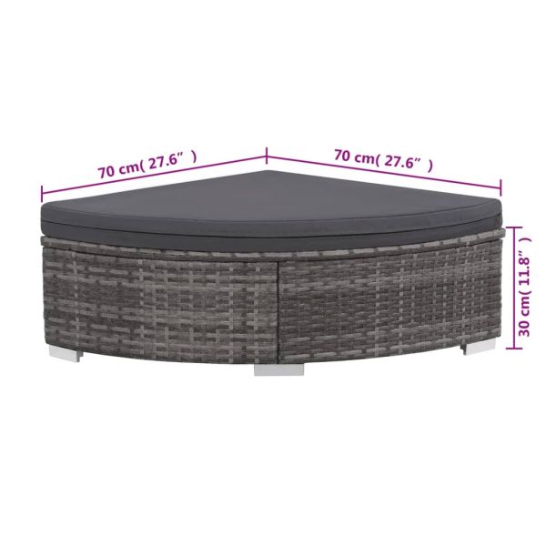 Градински комплект с възглавници, 6 части, полиратан, сив