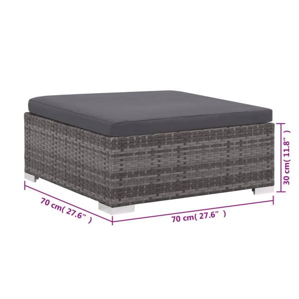 Градински комплект с възглавници, 6 части, полиратан, сив