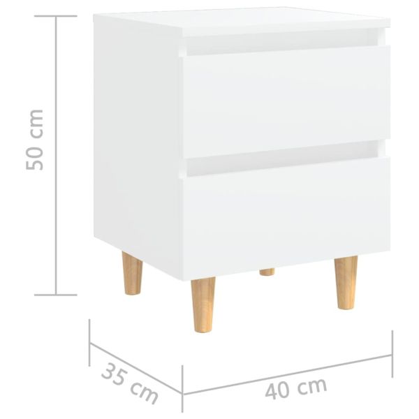 Нощни шкафчета с крака от боров масив, 2 бр, бели, 40x35x50 см