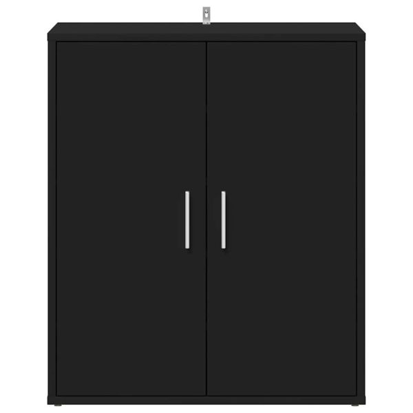 Шкаф за обувки, черен, 60x35x70 см, инженерно дърво