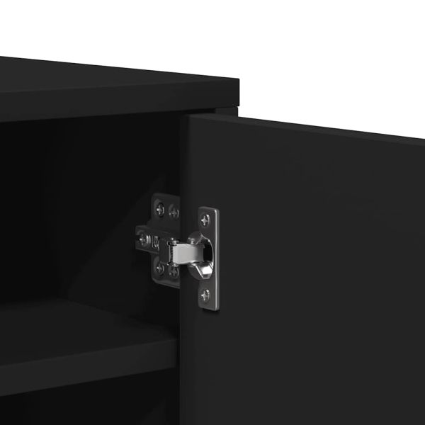 Шкаф за обувки, черен, 60x35x70 см, инженерно дърво