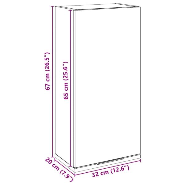 Шкаф за баня за стенен монтаж, дъб артизан, 32x20x67 см