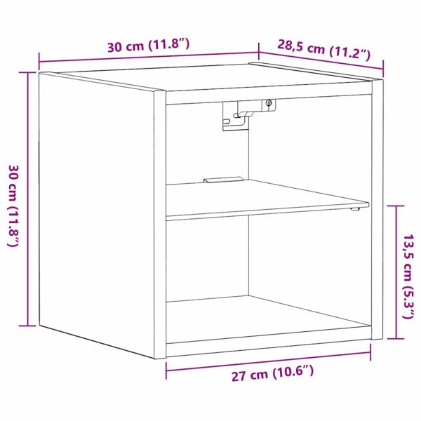 LED стенен нощен шкаф Черно 30 x 28,5 x 30 см Инженерно дърво