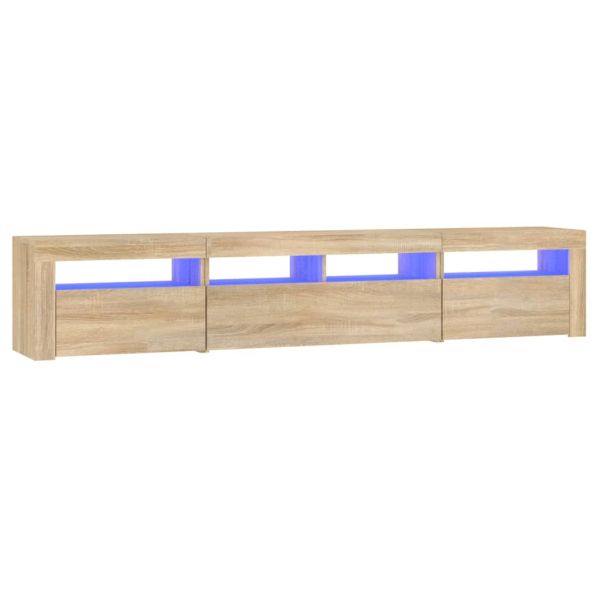 ТВ шкаф с LED осветление, дъб сонома, 240x35x40 см