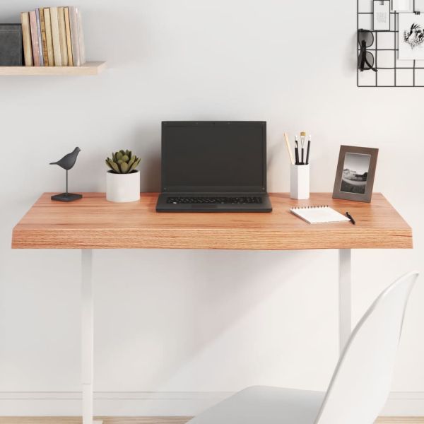 Плот за маса светлокафяв 100x50x(2-6) см обработен масивен дъб