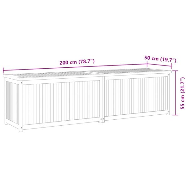 Градинска кутия, 200x50x55 см, тиково дърво масив