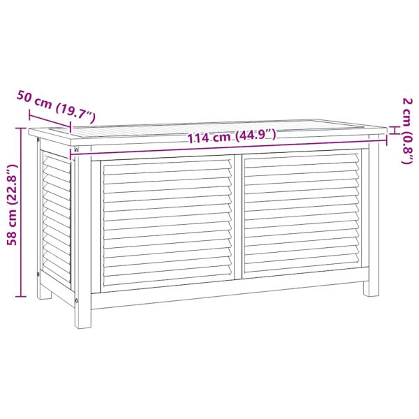 Градинска кутия за съхранение с чанта, 114x50x58 см, тик масив