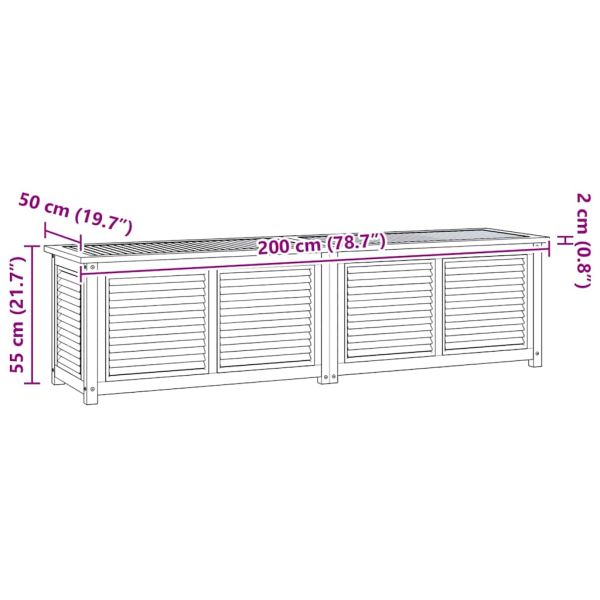 Градинска кутия за съхранение с чанта, 200x50x55 см, тик масив