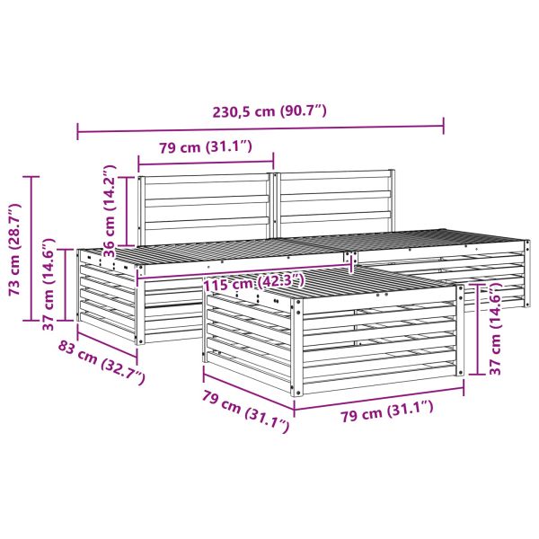 Комплект дивани за открито 3 Брой Естествен