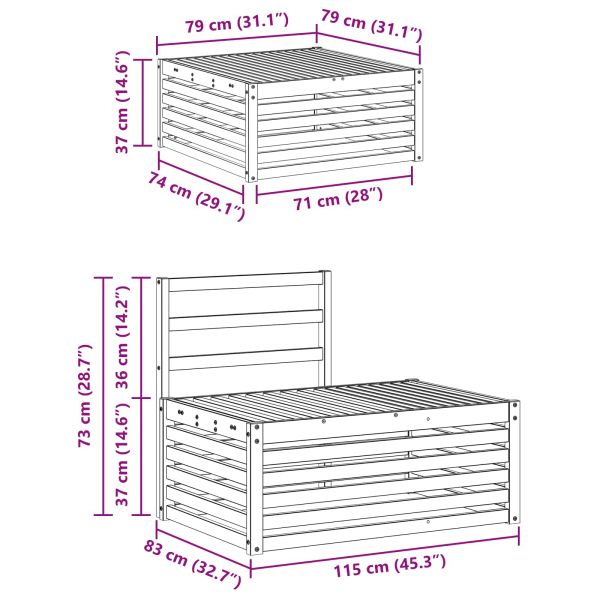 Комплект дивани за открито 3 Брой Естествен