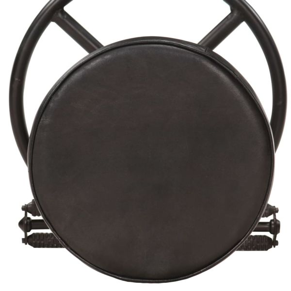 Бар табуретки, 2 бр, черни, козя кожа