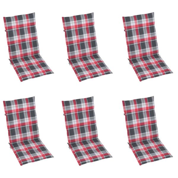 Сгъваеми градински столове с възглавници, 6 бр, акация масив