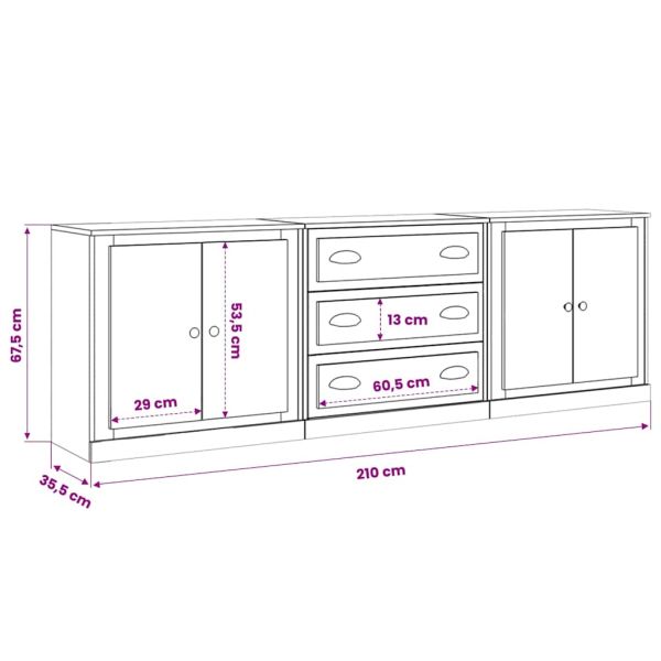 Сайдборди, 3 бр, бели, инженерно дърво