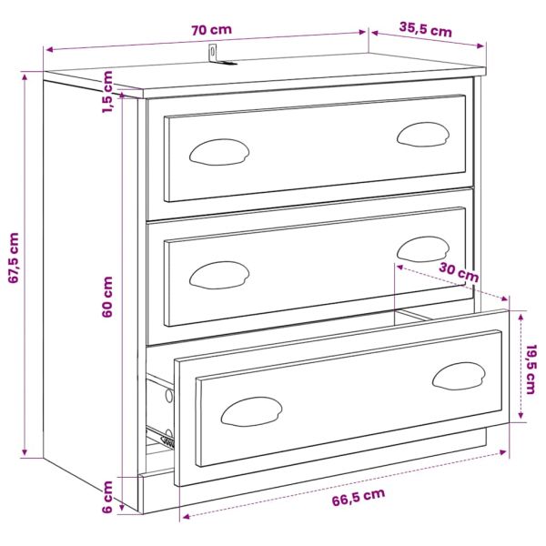 Сайдборди, 3 бр, бели, инженерно дърво