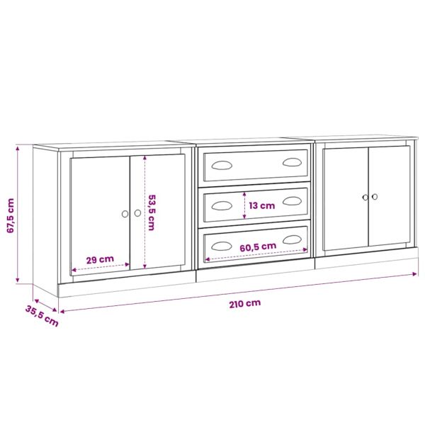 Сайдборди, 3 бр, сонома дъб,инженерно дърво