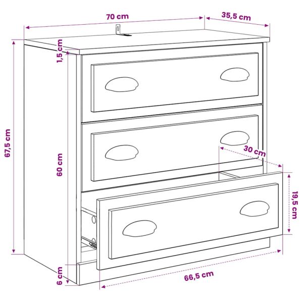 Сайдборди, 3 бр, сонома дъб,инженерно дърво