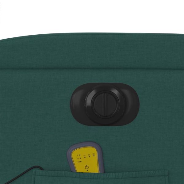 Електрически масажен наклоняем стол, тъмнозелен, текстил