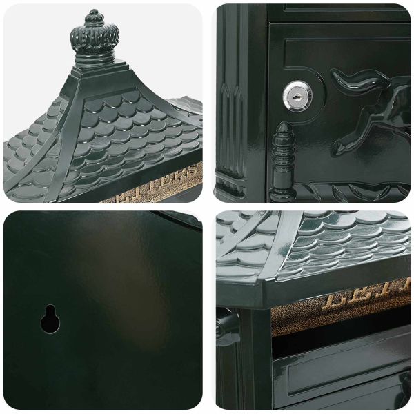 Стенно монтирана пощенска кутия с врата Зелен 40,5 x 16 x 45 см