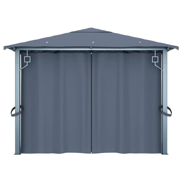 Шатра със завеси, 400х300 см, антрацит, алуминий