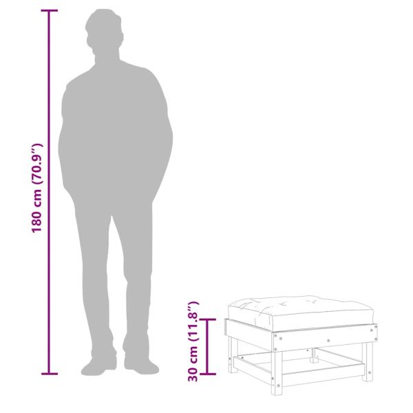 Градински табуретки с възглавници, 2 бр, борово дърво масив