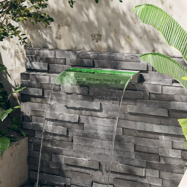 Преливник за водопад с RGB LED, неръждаема стомана, 60 см