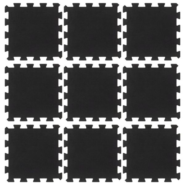 Гумени подови плочки 9 бр черни 16 мм 30x30 см