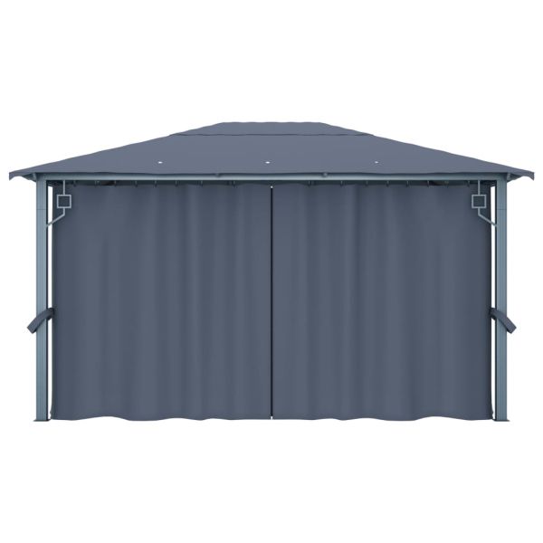 Шатра със завеси/LED светещи стрингове 4x3 м антрацит алуминий