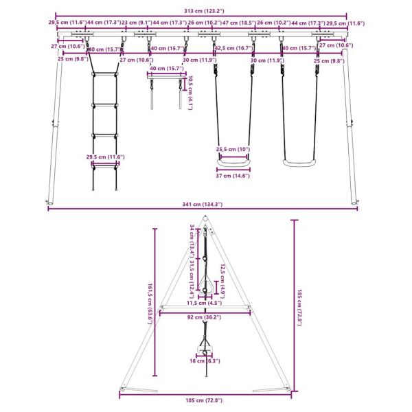 Външен комплект люлка със седалки люлки, трапец и стълба