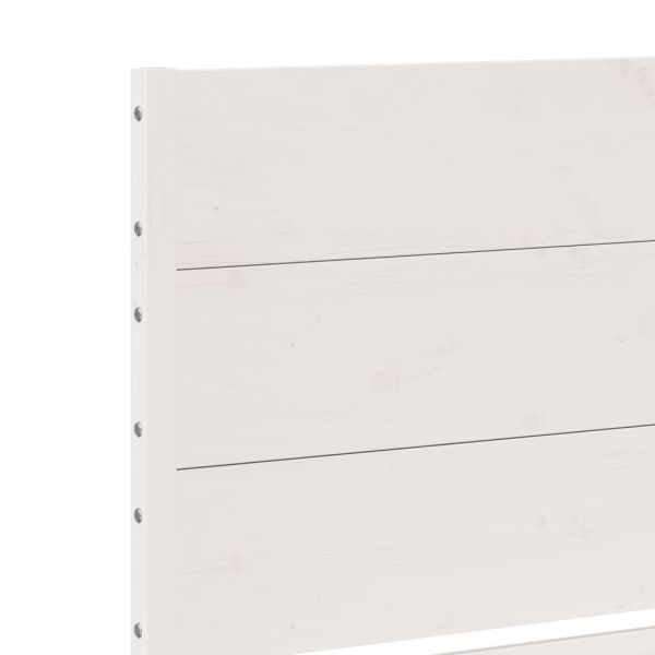 Рамка за легло без матрак, бял, 180x210 см, масивна дървесина