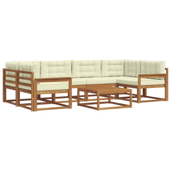 Комплект дивани за открито 7 pcs Натурален и Крема