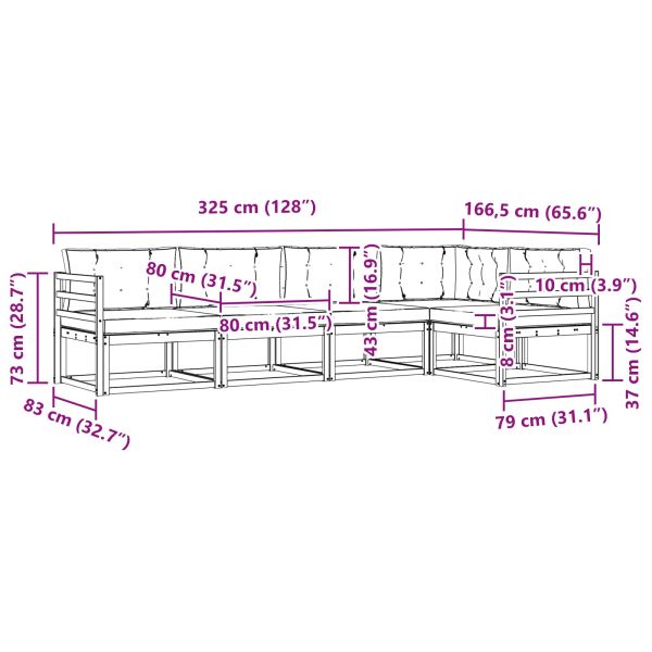 Комплект дивани за открито 5 pcs Натурален и Крема