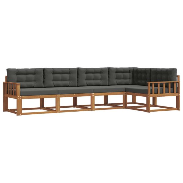 Комплект дивани за открито 5 pcs Натурален и Антрацит