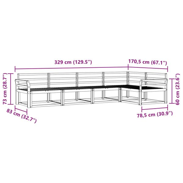 Комплект дивани за открито 5 pcs Натурално