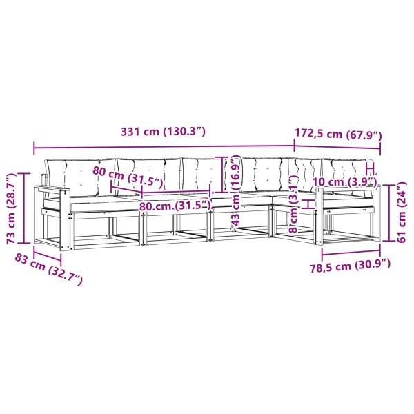 Комплект дивани за открито 5 pcs Натурален и Антрацит