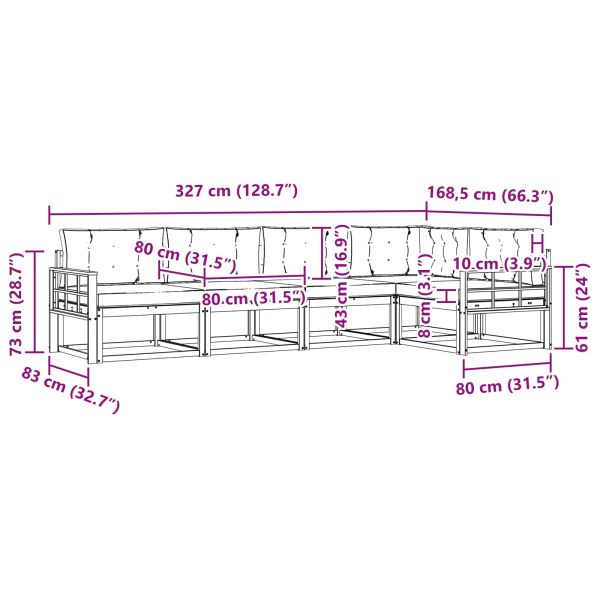 Комплект дивани за открито 5 pcs Натурален и Антрацит