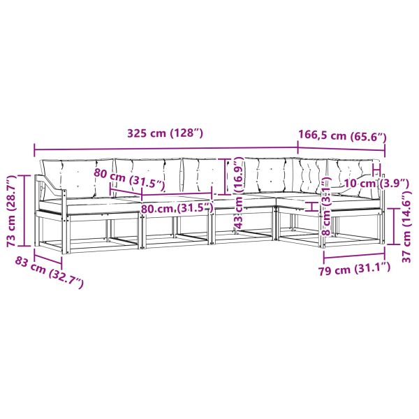 Комплект дивани за открито 5 pcs Натурален и Антрацит